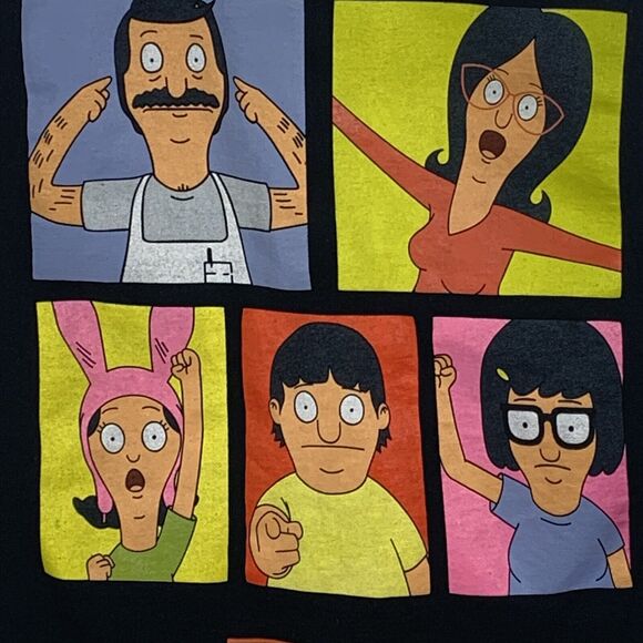 Bob's Burgers Mens Black T-Shirt Medium Family Cartoon Characters Tee - Picture 3 of 4